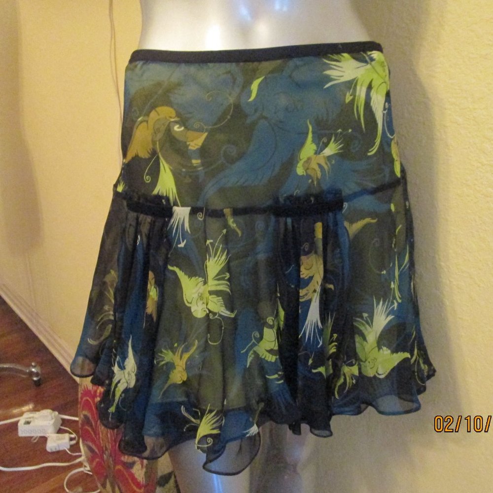 Diane Von Furstenberg Flirty Flounce Skirt Blue Green S M - Picture 3 of 7